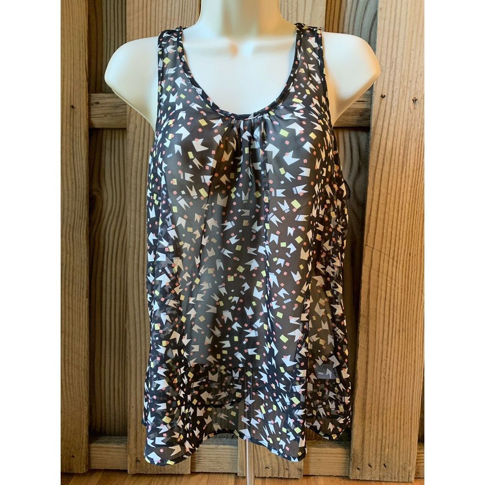 Papaya Sleeveless Sheer Tank Top Black Lace M